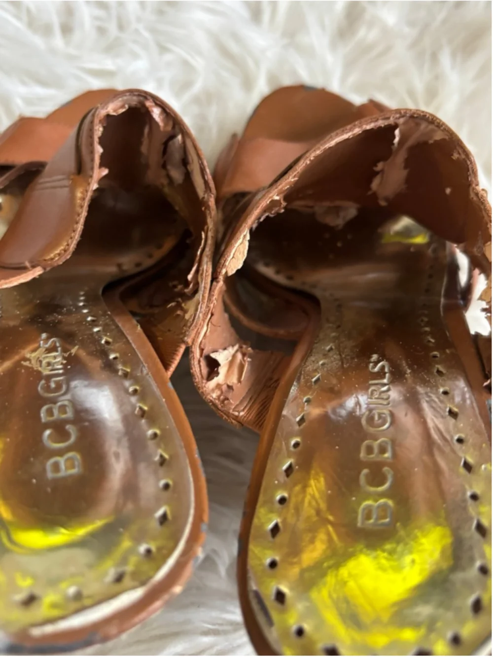 Well worn Brown Woven Wedge Sandals